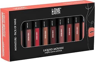 LoveEarth Liquid Matte Lipstick Combo Pack - 9-Piece Set with Waterproof Mousse Jojoba Oil, and Vitamin E - Smudge-Proof & Transferproof Mini Liquid Lipstick Long-Lasting Lip Makeup Gift Set for Women