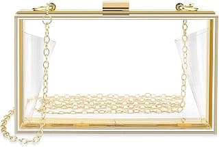 INOVERA (LABEL) Girls Transparent Evening Hand Clutch Women Party Wedding Purse Bag With Chain Strap