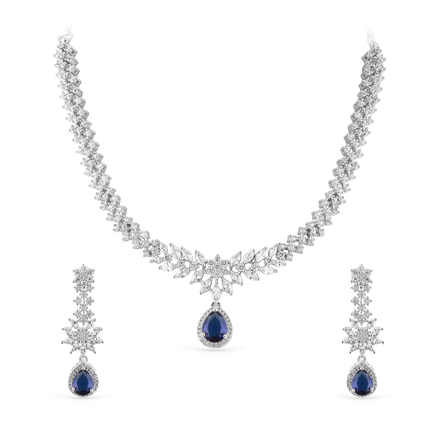 Rubans American Diamond Zirconia Necklace Set Stylish Jewellery Gift for Women & Girls