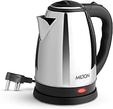 Milton Appliances Go Electric Kettle 1.8 Litre I 3X Protection - Dry Boil, Auto Shut Off, Overheat I 1350 Watt I Super Fast Boiling I Stainless Steel I 360° Power Base I 1 Year Warranty