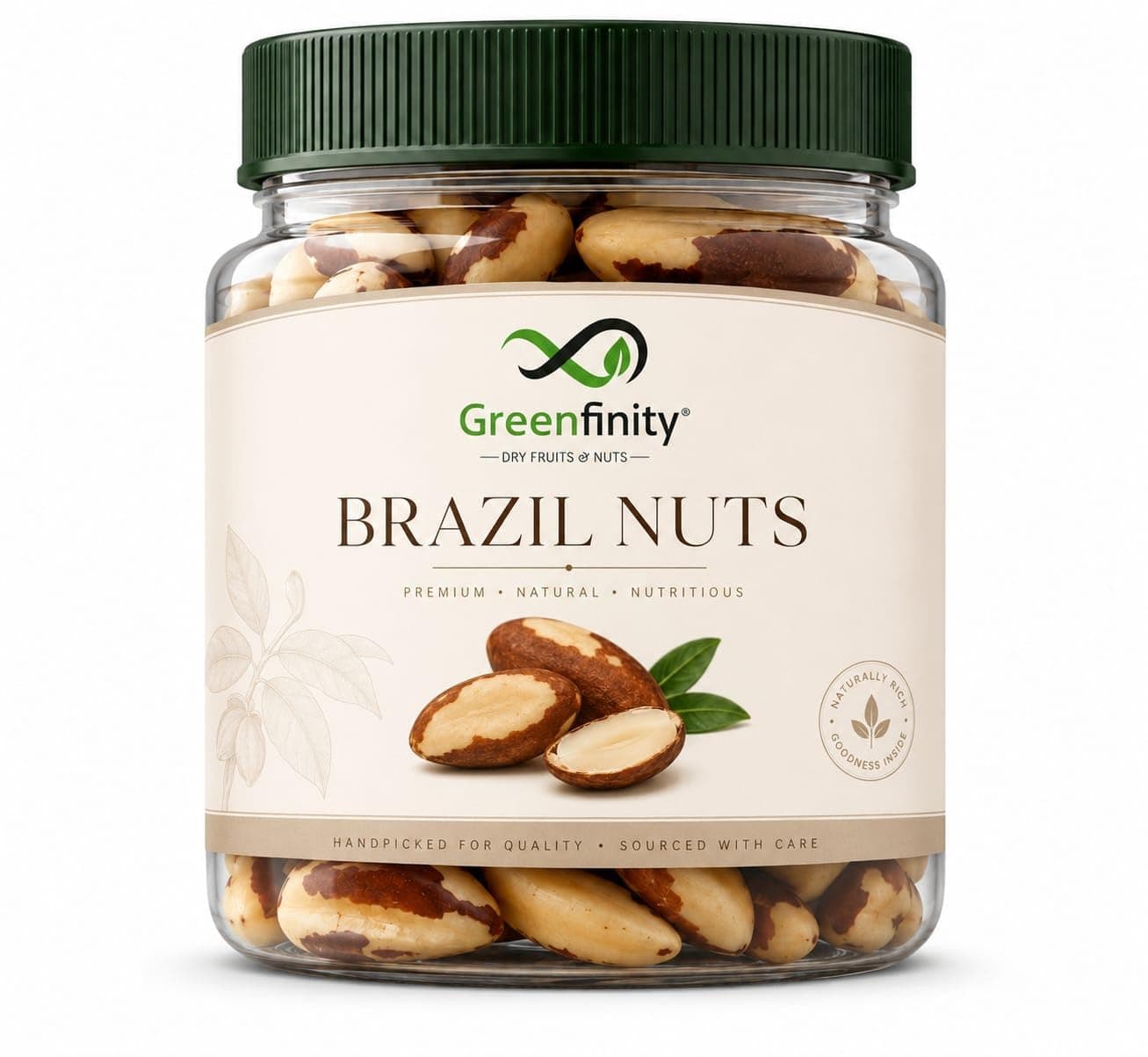 GreenFinity Brazil Nuts 100g | Premium Whole Brazil Nuts | Nutritious Dry Fruit for Snacking, Breakfast & Everyday Use