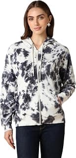Allen Solly Women White Print Hooded Neck Sweatshirt