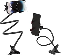 Amazon Basics Tabletop Stand for Mobile, Tablet and E-Reader, Clip Mount, Multi-Angle, Foldable, Lazy Bracket, Universal Compatibility