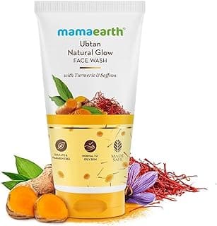 Mamaearth Ubtan Natural Glow Face Wash with Turmeric & Saffron | For Tan Removal & Skin brightening | SLS & Paraben Free | For All Skin Type | For Men & Women | 50 ml