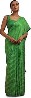 Soch Womens Georgette Leheriya Print Saree With Sequins