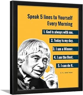 Chaka Chaundh - Suitable Abdul kalam photo frames for wall - motivational quotes frames - poster with frame - Abdul kalam poster for wall – Quotes wall frames - (14 X 11 Inches) (Yellow-APJ), Acrylic