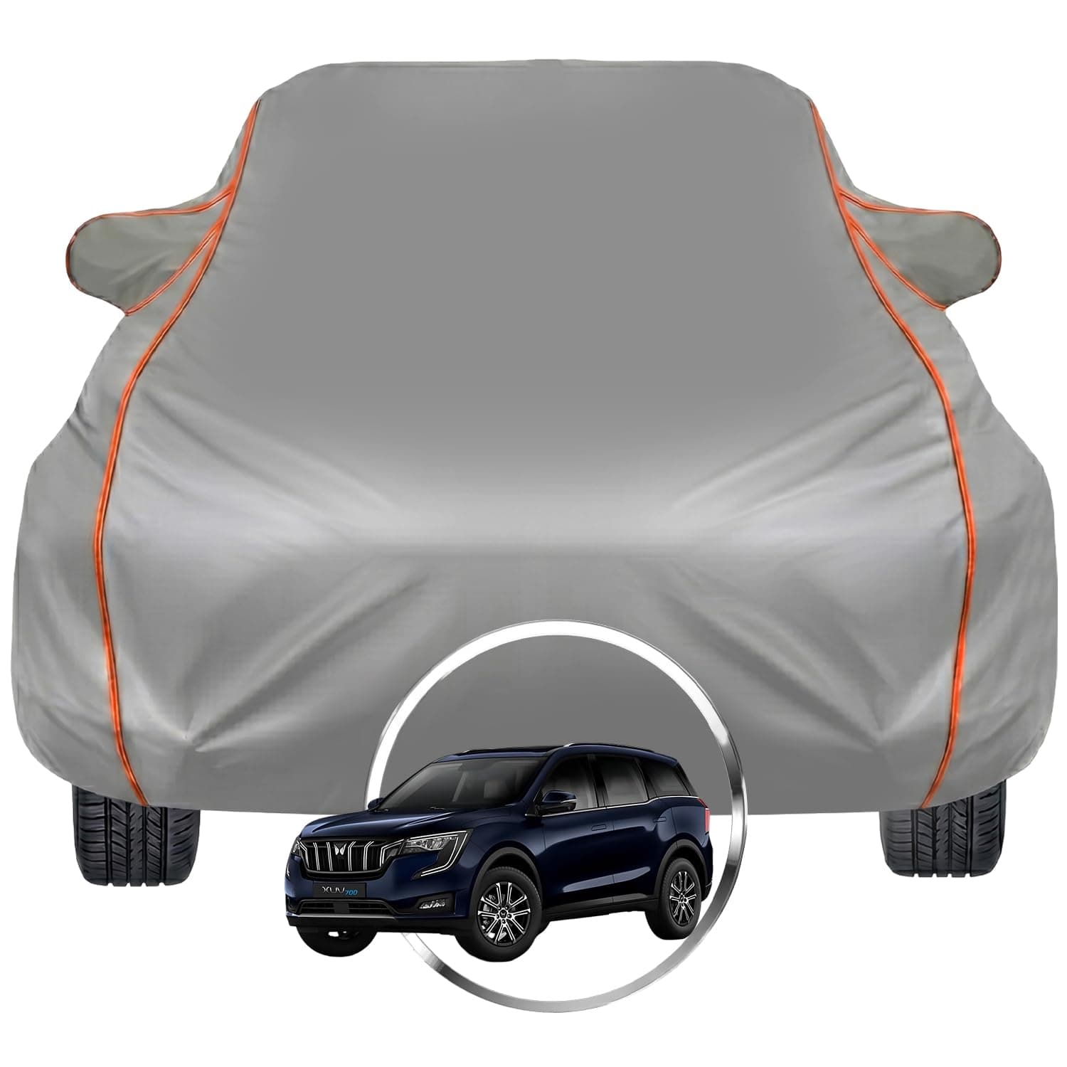 Pivalo Car Cover for Mahindra XUV 700 & 7XO – Fits All Model & Year | 100% Waterproof All-Weather UV & Paint Protection | Premium 3-Layer Fabric | Triple Stitched with Reflective Piping (Grey)