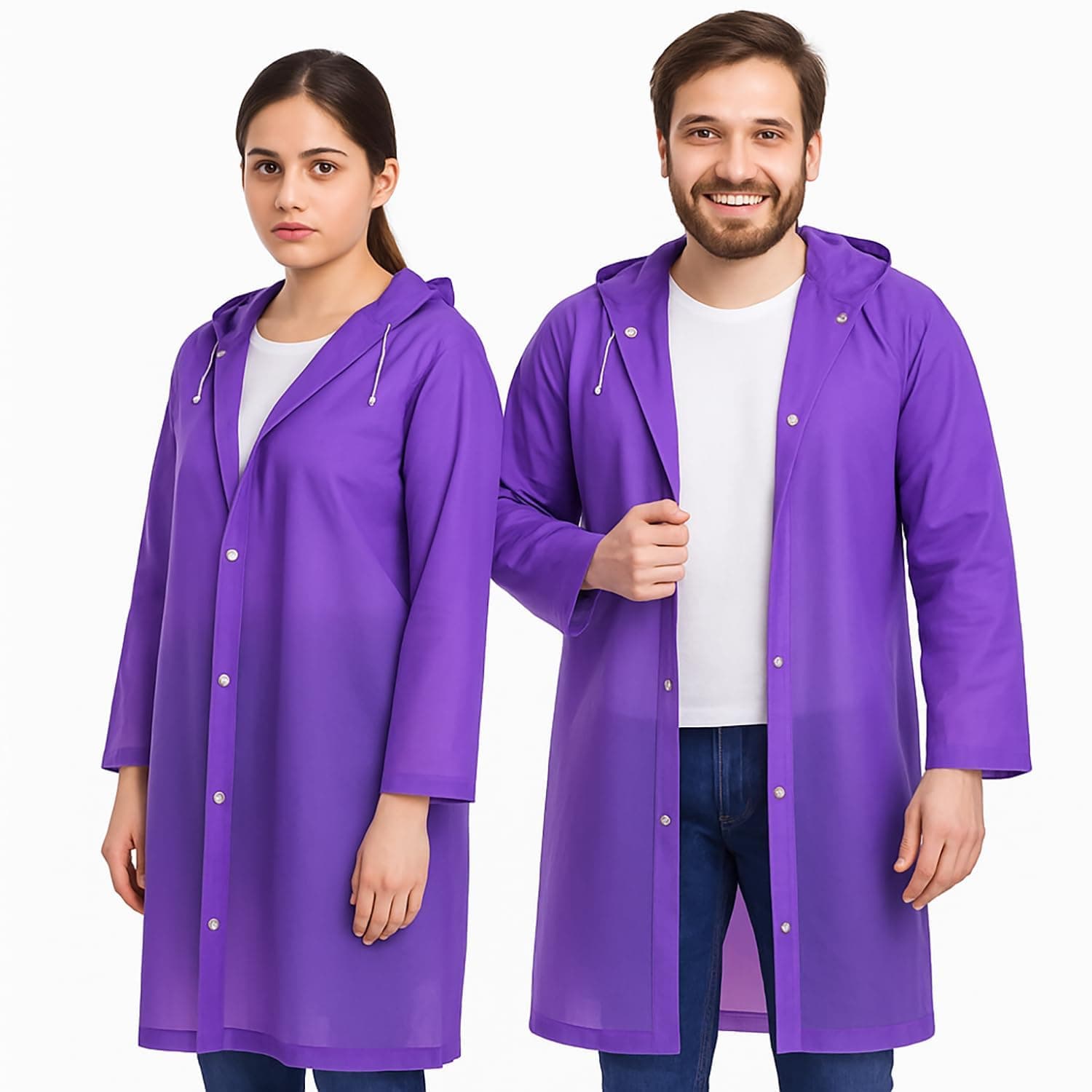 HACER EVA Waterproof Unisex Rain Coat Hooded Full Sleeves Outdoor Men, Women, Boys & Girls Rainwear Poncho Raincoat for Camping, Hiking & Travelling (Purple)
