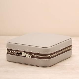 PURE HOME + LIVING Beige Square Faux Leather Travel Jewellery Box
