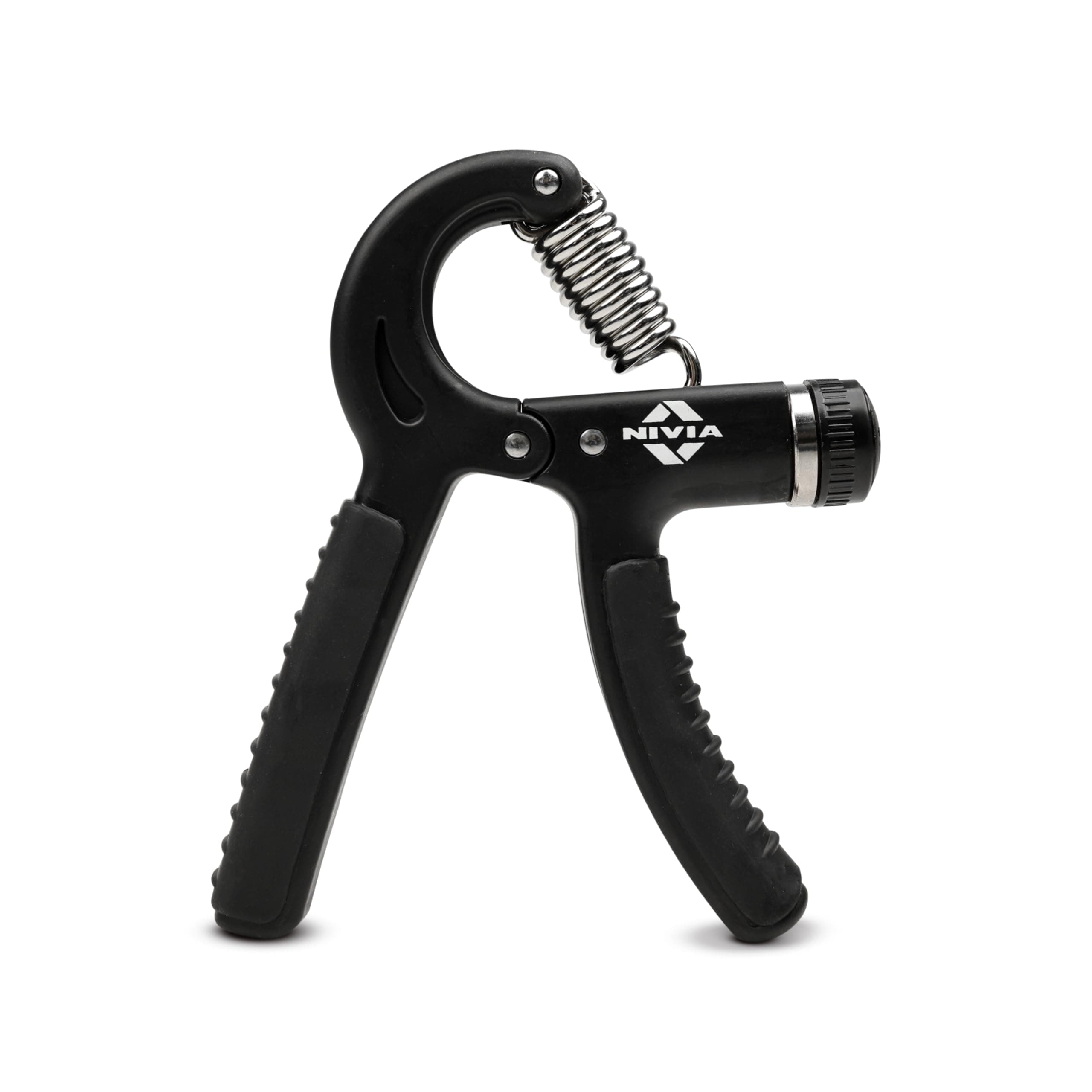 Nivia Hand Grip 2.0 for men and women with 5 to 60 kg adjustable resistance, Steel spring, Anti-slip grip, Durable, Grip For Forearm Strength Training (Black)