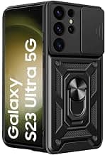 TheGiftKart Tough Armor Bumper Back Cover Case for Samsung Galaxy S23 Ultra 5G | Kickstand & Ring Holder | 360° Protection Back Case for Samsung S23 Ultra 5G (PC & TPU, Sliding Camera Cover, Black)