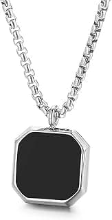 Fashion Frill Men's Jewellery Black Silver Chain For Men Boys Geometric Stainless Steel Black Silver Locket Pendant Necklace Chain For Men Boys Anniversary Gift For Husband Gift Chains