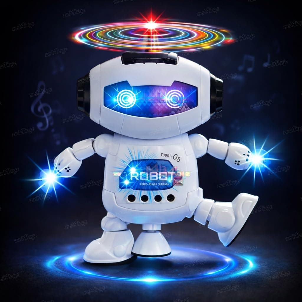 Zest 4 Toyz Interactive Dancing Robot Toy | 3D Lights & Sound Spinning Action Robot | 360° Rotating Walking Fun Dancing | Gift | Moving Hands Legs Head | Battery Operated | Toy for Kids - 3+ Years