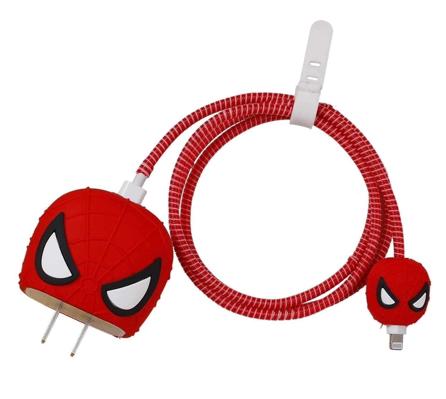 Like Star Protective Case Cover 4in1 Compatible with Apple 20W/18W iPhone USB-C Power Adapter Charger Protection Case & Wire Saver, 3D Cartoon Character Case 360 Degree Protection Cover(Spider Man)