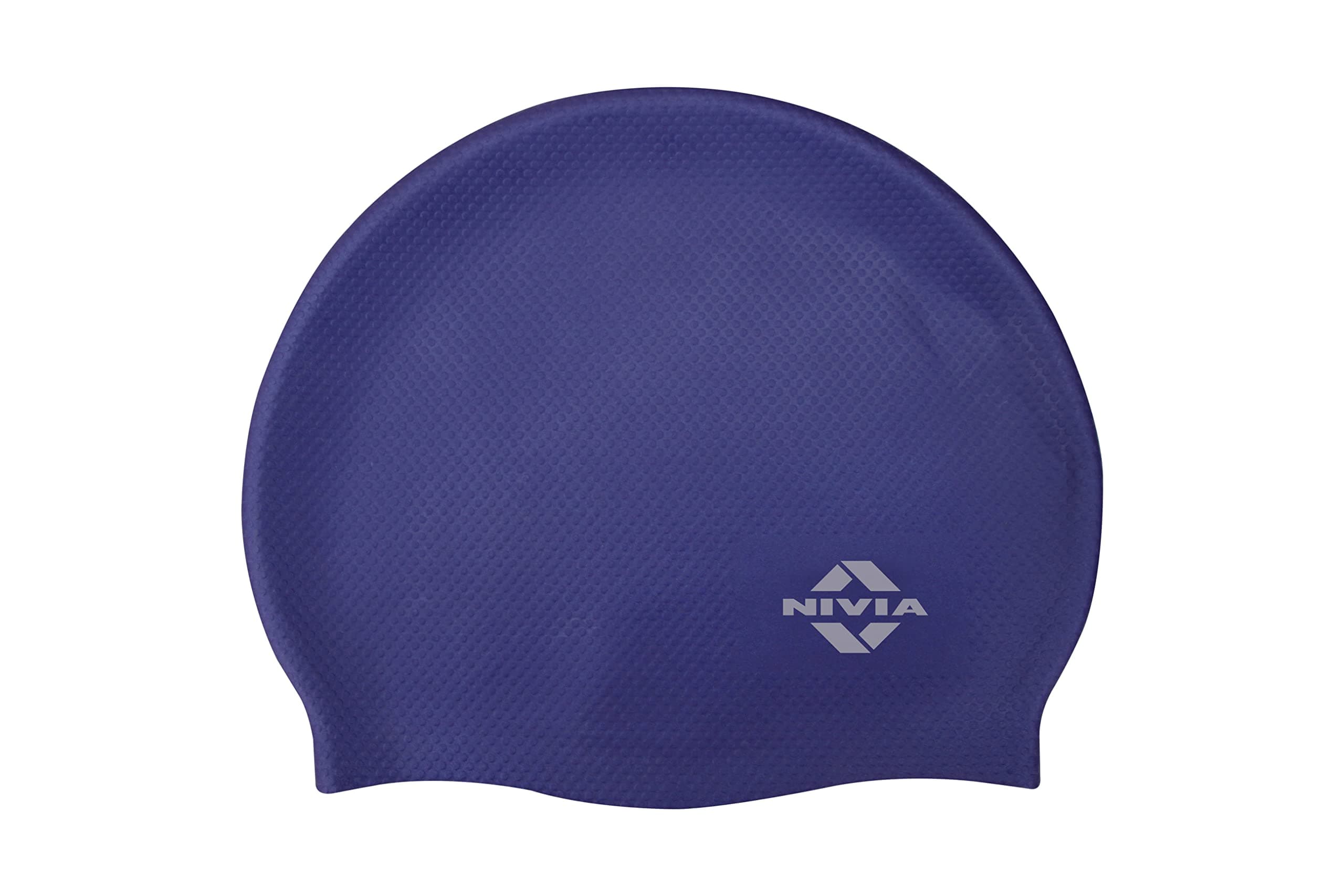 Nivia Pro Silicone Swim Cap for Adults - Long Hair, Waterproof, Navy Blue