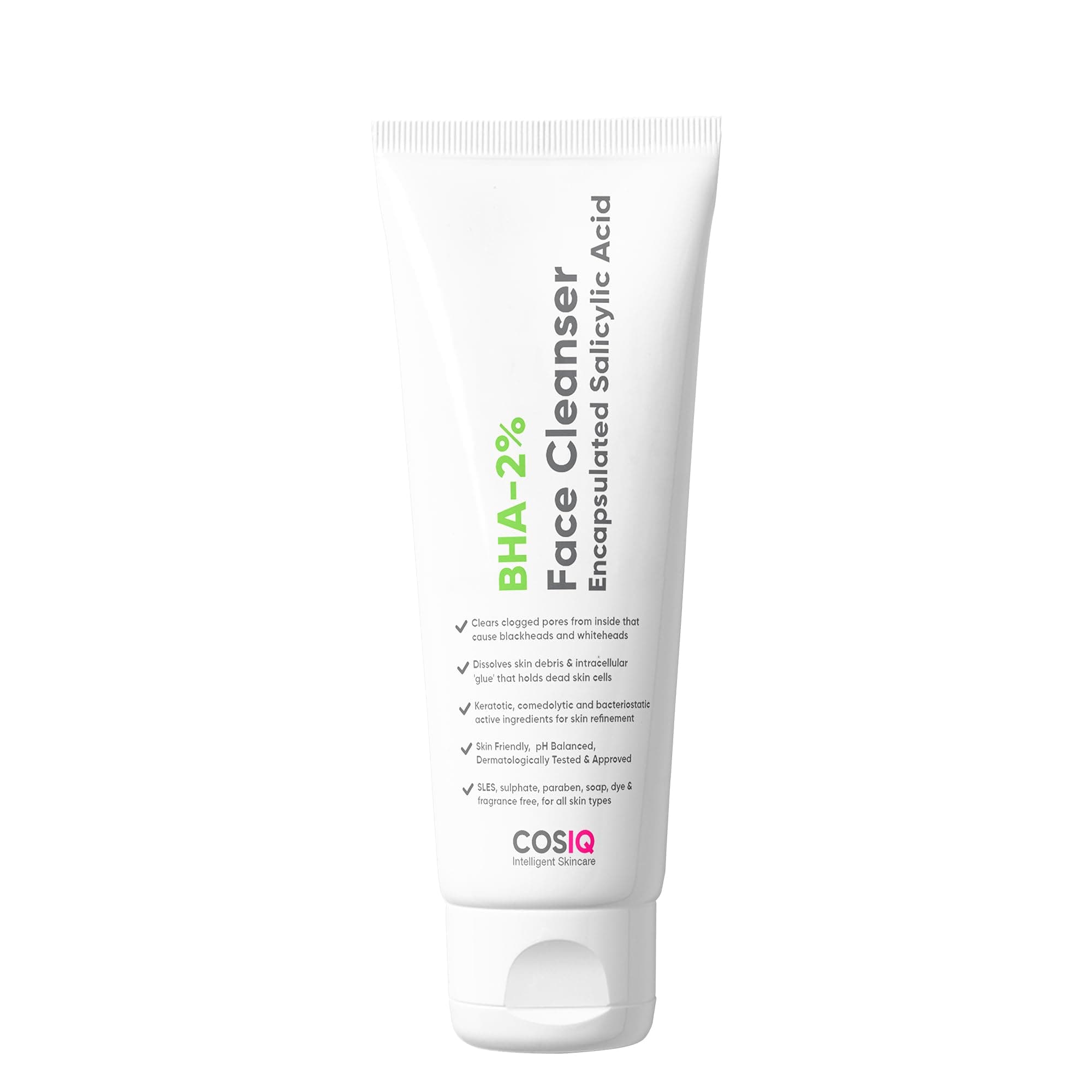 Cos-IQ 2% Salicylic Acid Face Wash for Oily Skin | with Hyaluronic Acid & Vitamin E | Anti-Acne Exfoliating Cleanser For Skin Hydrating | Non-Comedogenic, Fragrance-Free | For Men & Women | 100 ml