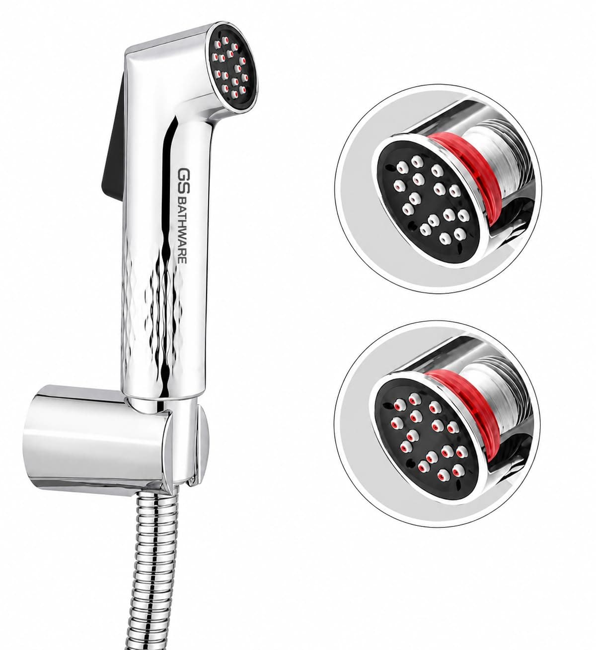 GS Bathware Jaguar Health Faucet for Toilet Complete Set | 1 Meter Hose Pipe & Hook Included, Self Cleaning Jet Spray, AutoClean Nozzles, NeverBlock Bidet Sprayer, Anti-Clog
