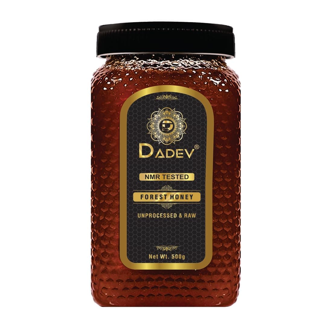 DADEV HONEY Raw Organic Honey 500g | NMR Tested | 100% Pure Raw and Natural Honey | No Added Sugar | Unprocessed Forest Organic Honey-500gm GLASS JAR