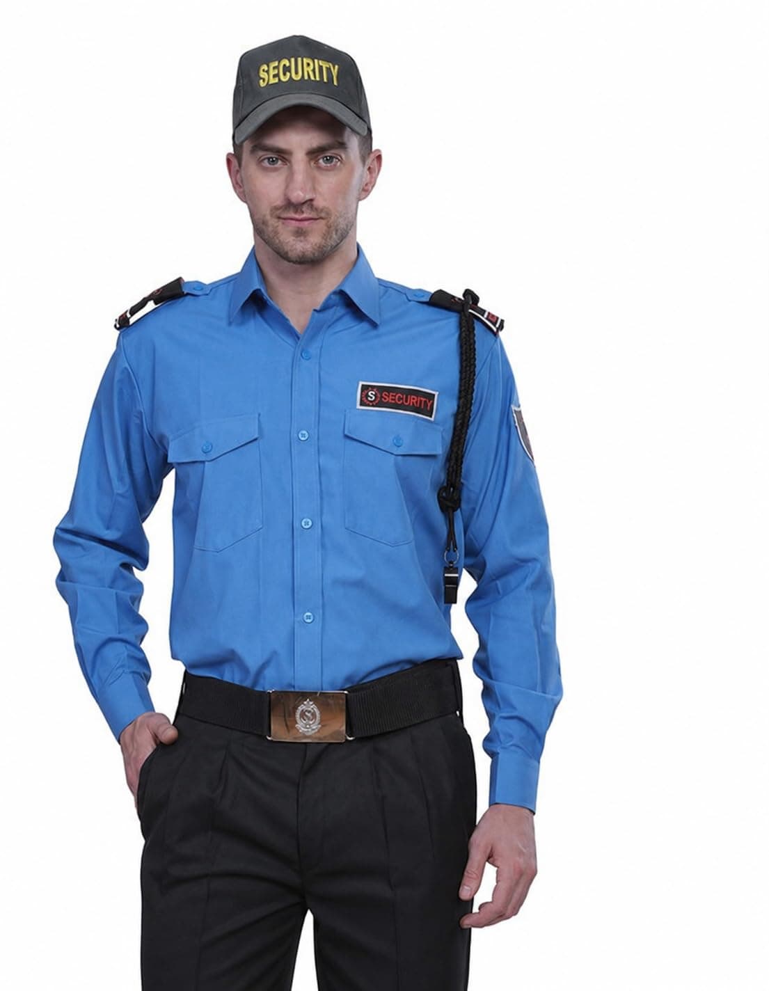 security guard uniform full set for men (Shirt And Trouser/Pant) with Complete Accessories Set(Cap, Belt, Lynard, Wistle) And Labels