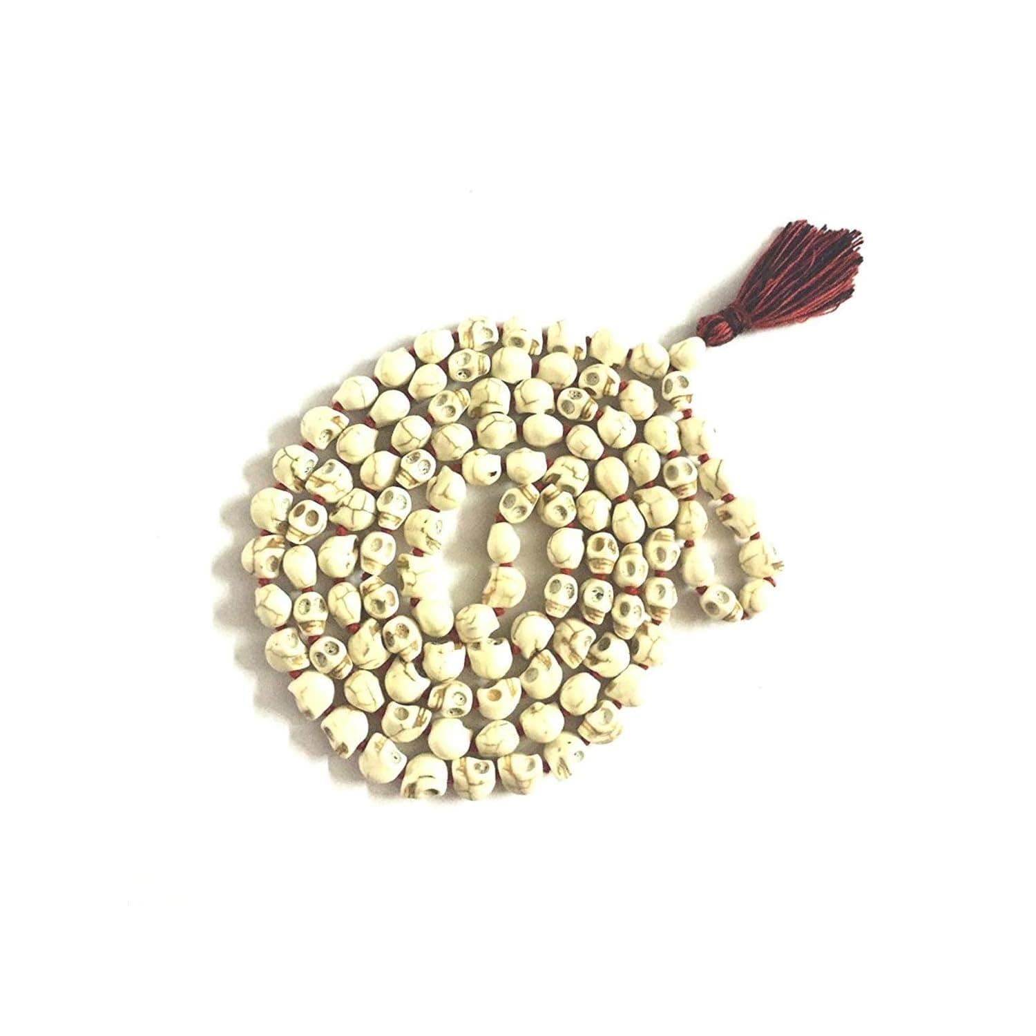 Numeroastro Authentic Narmund Mala – Carved Skull Beads for Puja & Meditation (108+1 Beads, 5mm)