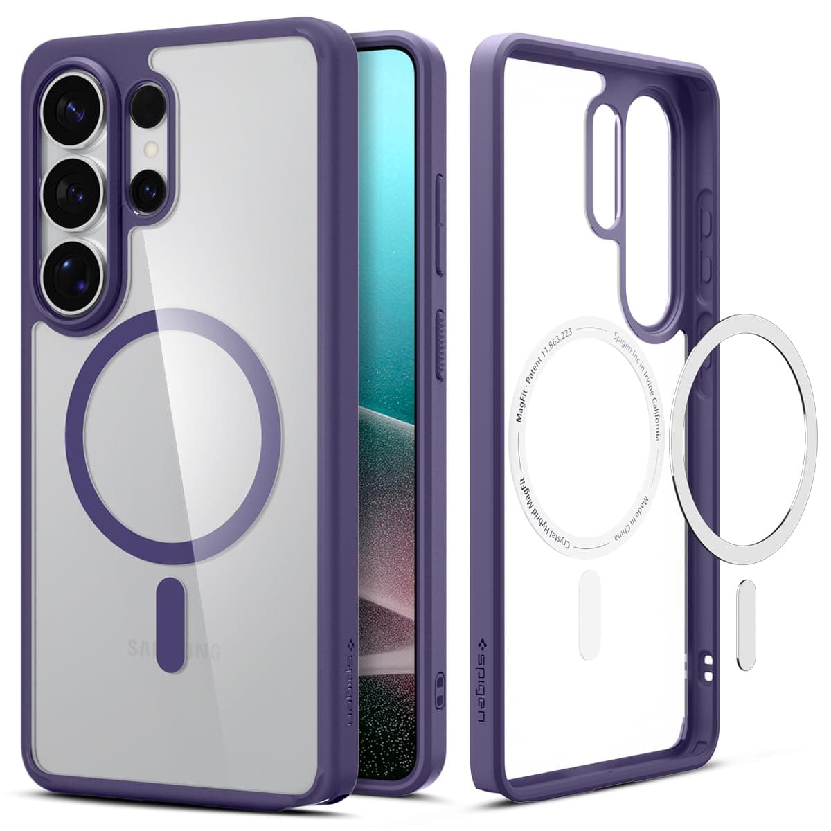 Spigen Ultra Hybrid MagFit | Samsung Galaxy S26 Ultra Case [Transparent] [Air Cushion Protection] Galaxy S26 Ultra Back Cover | TPU+PC - Deep Purple