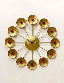 Silent Wall Clocks, Decorative Metal Wall Clock, Bedrooms Round Shape Non Ticking Clocks Retro Clock for Living Room Bedroom Office Kitchen Home Decor (Size : 60cm)