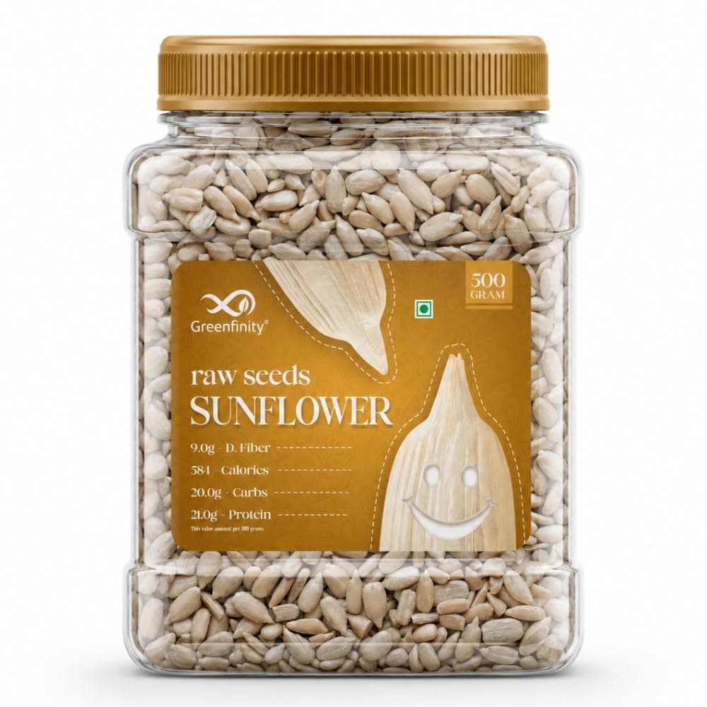 Greenfinity Raw Sunflower Seeds 1kg | Natural, High Protein, Fiber & Antioxidants | Healthy Snack, Non-GMO, No Preservatives