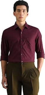 Arrow Men's Geometric Full Sleeves Slim fit Semi-Cutaway Collar Cotton Shirt Maroon