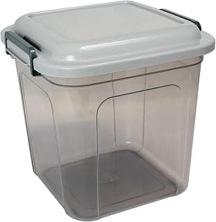 Nayasa Plastic Store In 16-18 Ltrs, Storage Jar - Kitchen Organiser - BPA Free - Stackable - Modular - Multi Purpose Container - For Rice, Flour, Cereals, Sugar & More - Grey