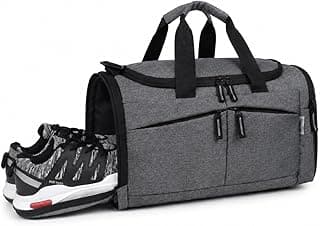 Wooum Gym Duffle Bag with Shoe Compartment for Men & Women | Travel Bag, Weekender & Sports Bag | Lightweight Small Travel Duffle Bag with Adjustable Strap | 41x26x24 cm | 1 Year Warranty