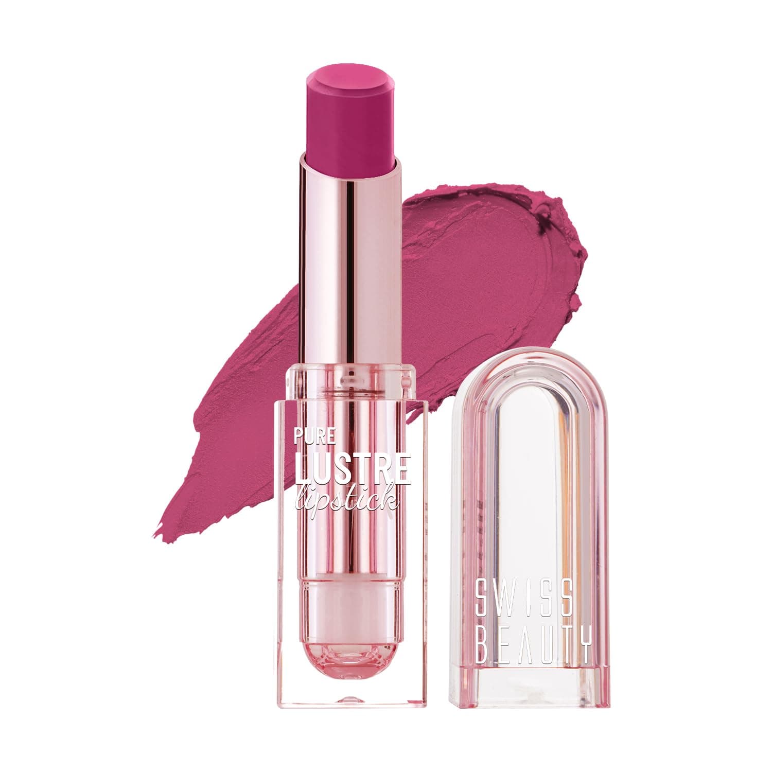 Swiss Beauty Pure Lustre Lipstick | High Shine Finish | Smooth Glide | With Olive Oil & Vitamin E | Hydrating | Shade- Bleached Pink, 3.8gm