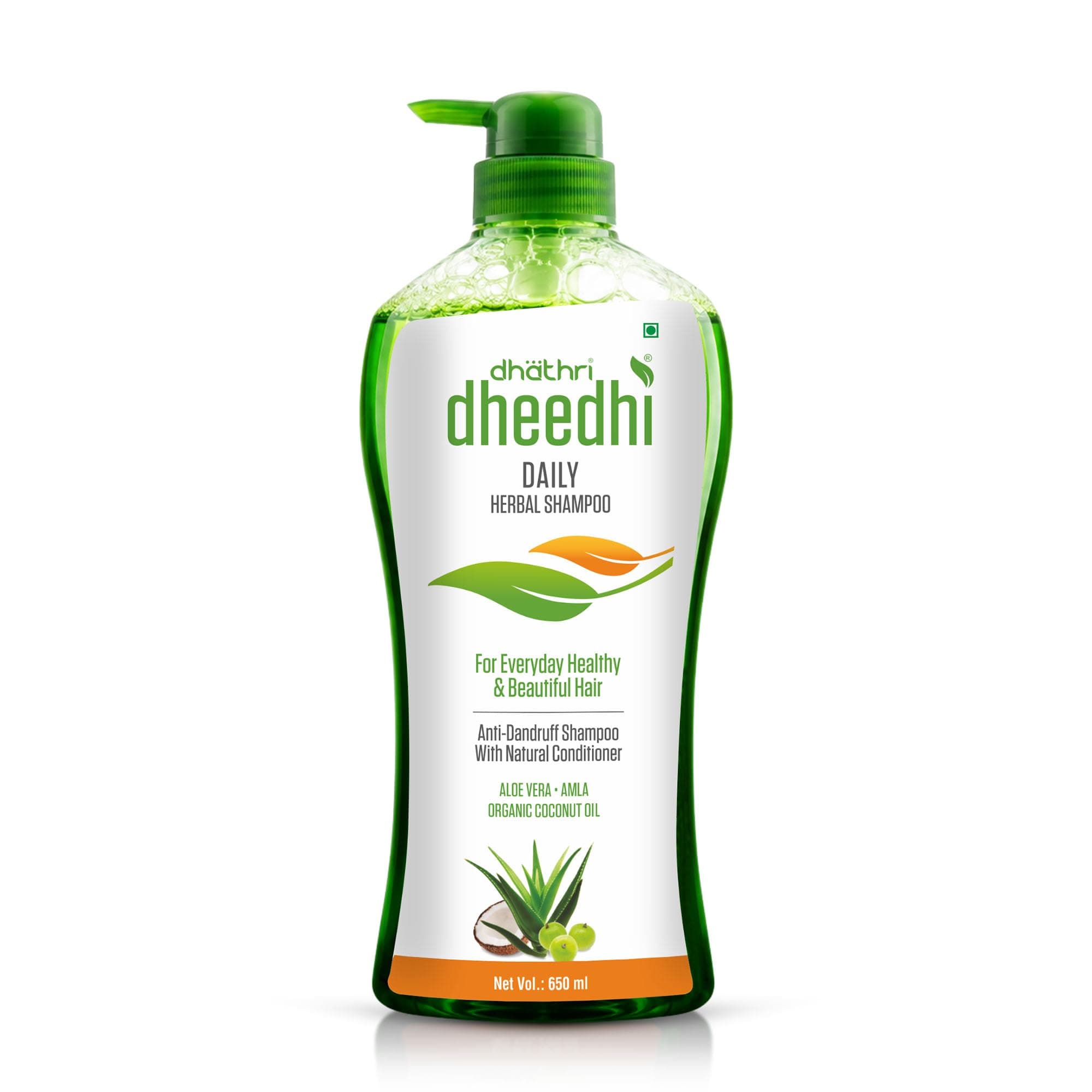Dhathri Dheedhi Daily Herbal Shampoo with Tulsi, Amla, Aloevera & Brahmi | Daily Use Herbal Anti-Hairfall & Anti-Frizz Shampoo for Strong & Healthy Hair | For Men & Women, 650ml