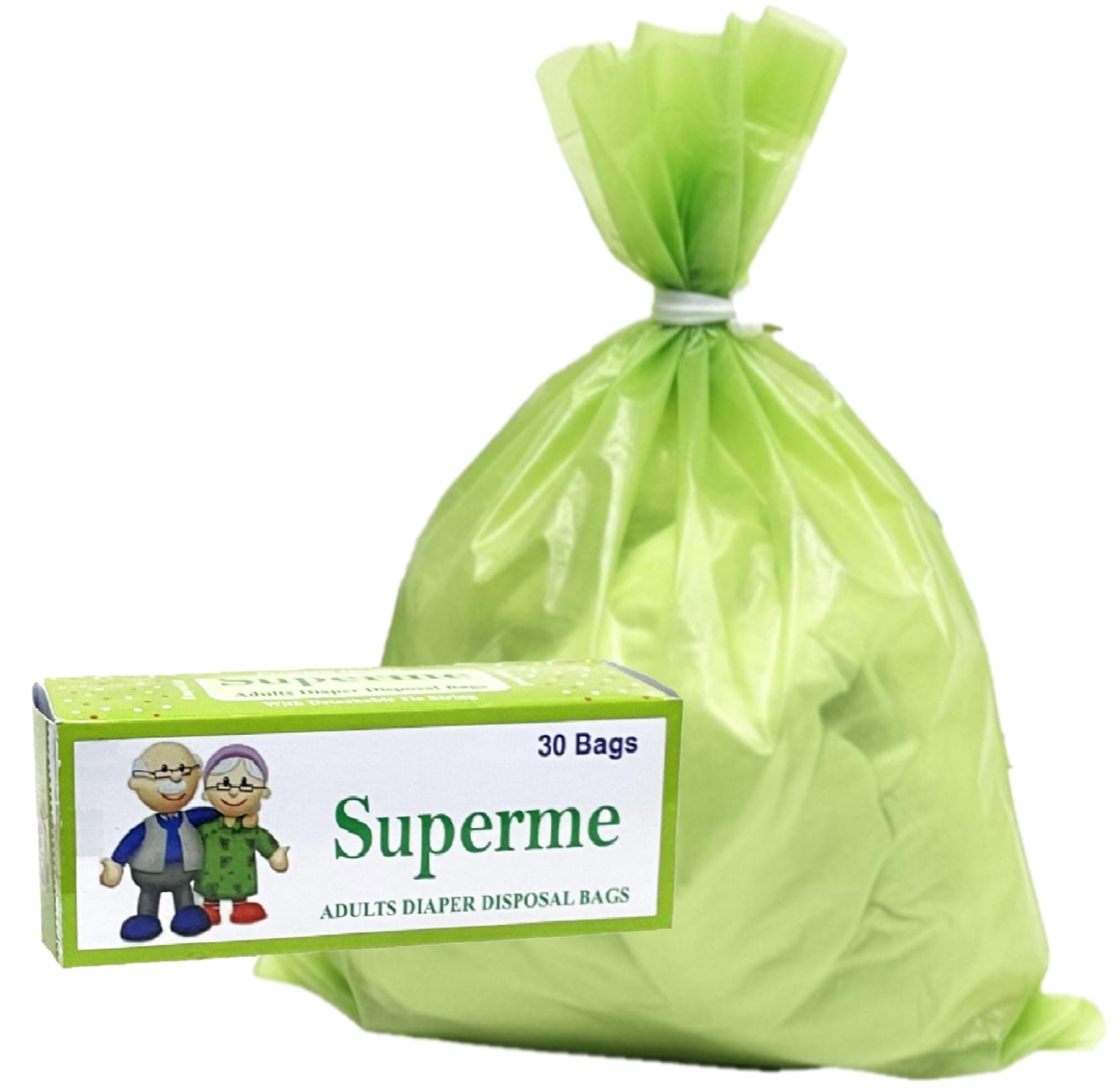Superme Adults Diaper Disposable Bags (90 Bags) | Extra Large Size 17inch X 19inch | Specially Designed For Adult Diaper Disposal.