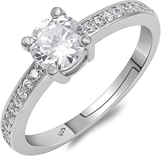 Pissara 925 Sterling Silver Cubic Zirconia Finger Ring For Women And Girls|with Authenticity Certificate, 925 Stamp & 6 Months Warranty
