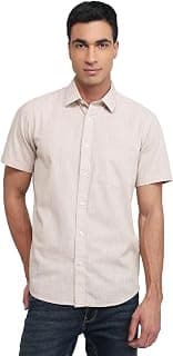 Colorplus Men Regular Fit Solid Pattern Pure Cotton Plain Collar Half Sleeve Casual Shirt