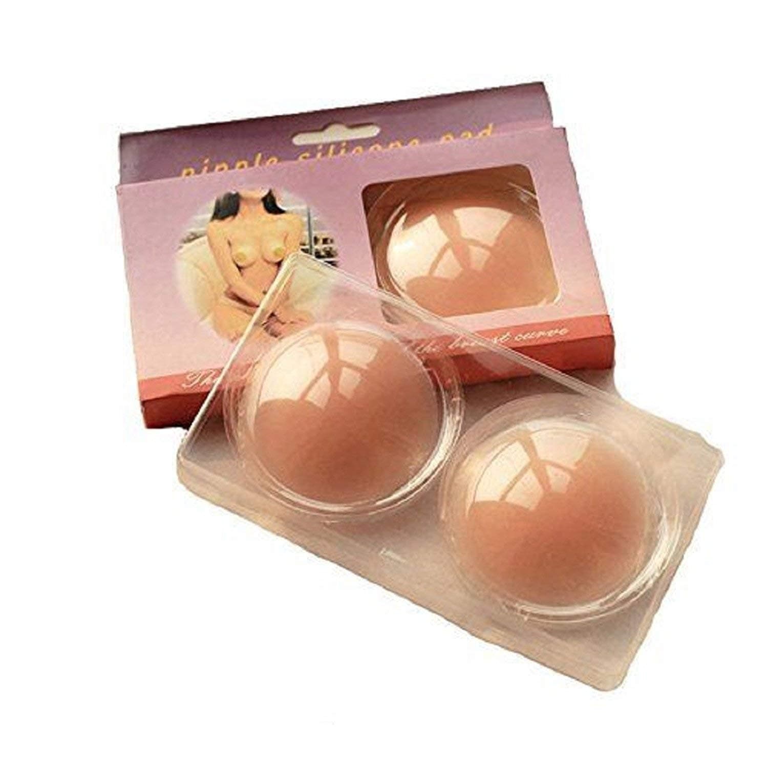 ARDAKI Nipple Covers Reusable Comfortable & Natural Invisible Adhesive Silicone Pasties for Women Breast Cover, Thin | Round (Beige)