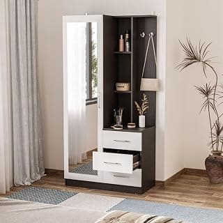 Wakefit Dressing Table with Storage | 1 Year Warranty | Dressing Table with Mirror & Storage (Engineered Wood - Wenge & Frosty White, Mako)