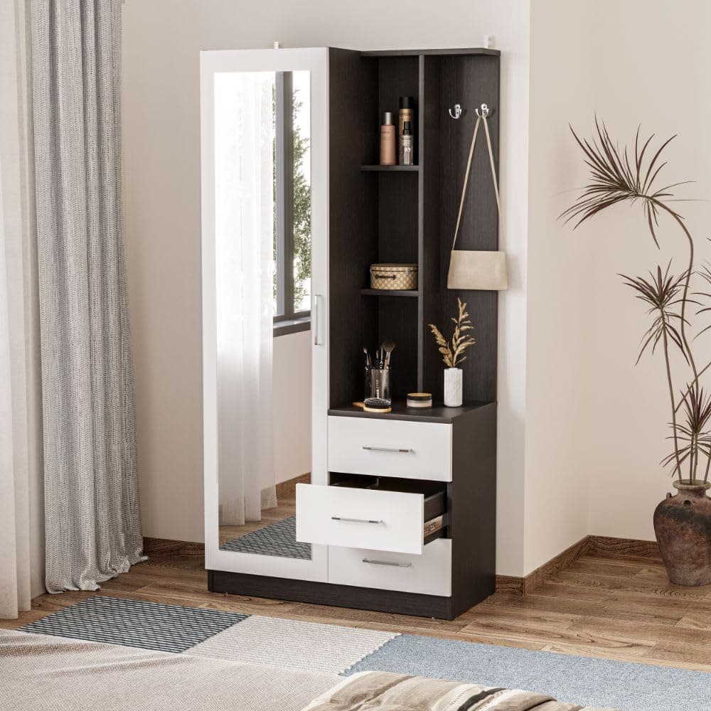 Wakefit Dressing Table with Storage | 1 Year Warranty | Dressing Table with Mirror & Storage (Engineered Wood - Wenge & Frosty White, Mako)