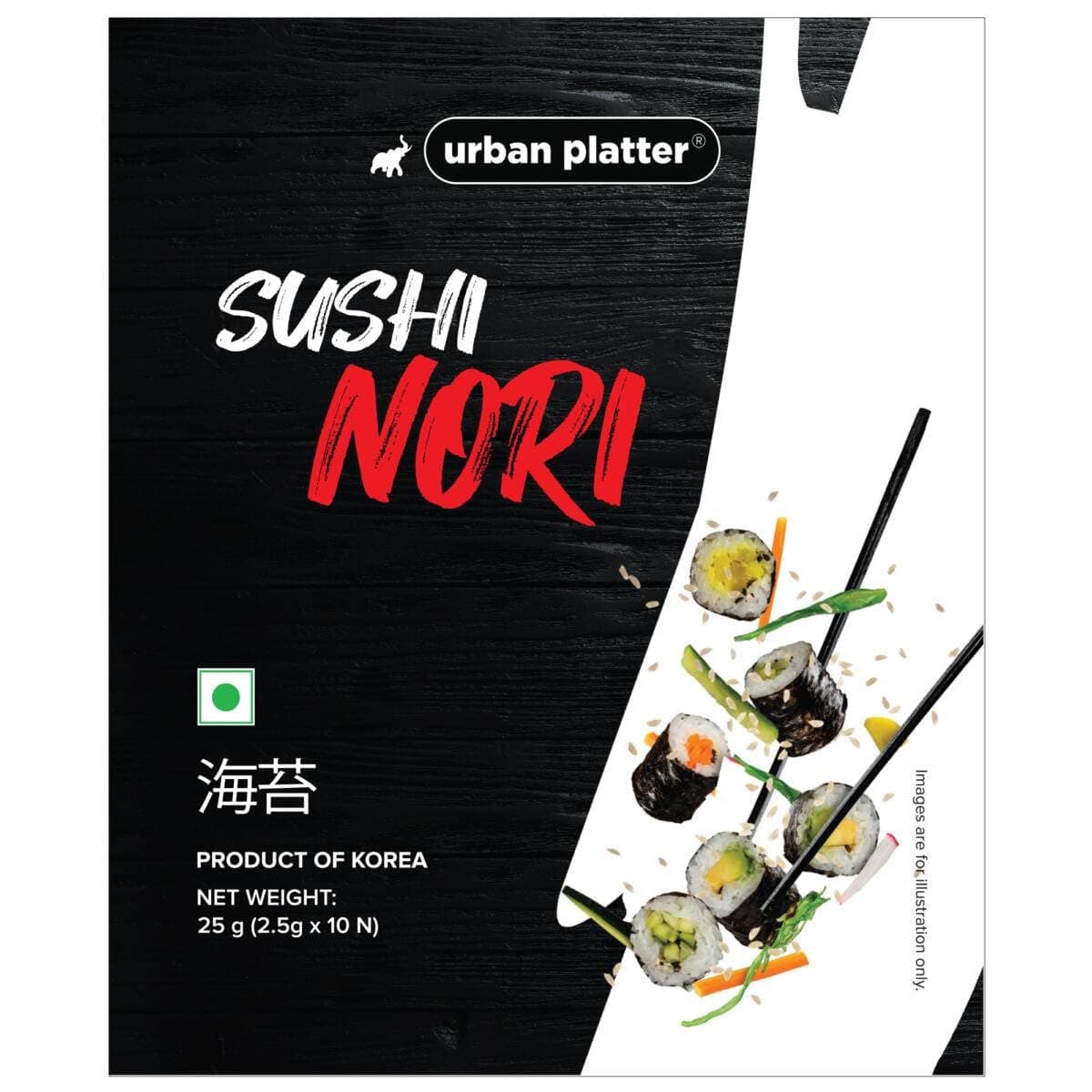 Urban Platter Sushi Nori Sheets, 25g / 10 Sheets (Roasted Seaweed Sheets | Umami-Rich | Essential for Sushi & Asian Cuisine | Product of Korea)