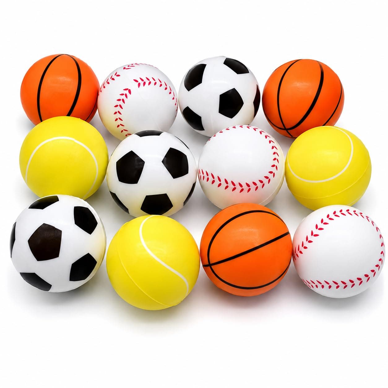 Asera 12 Pcs Soft Foam Sponge Sports Balls Set for Kids, Lightweight Football Basketball Baseball Tennis Balls, Birthday Return Gifts, Indoor Outdoor Play