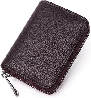 VOGARD Unisex Genuine Leather Wallet with Zipper | RFID Blocking Card Holder Zipper Wallet (POP51-Brown)