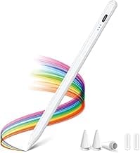 KINGONE Upgraded Stylus Pen, iPad Pencil, Ultra High Precision&Sensitivity, Palm Rejection, Prevents False ON/Off Touch, Power Display, Tilt Sensitivity, Magnetic Adsorption for iPad 2018&Later, White