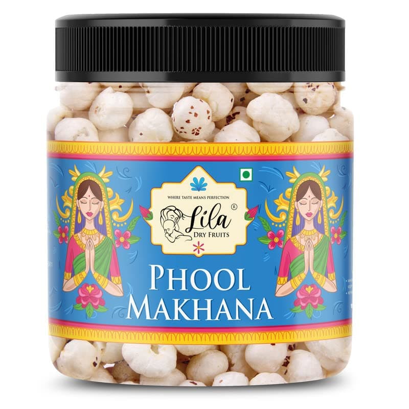 LILA DRY FRUITS Makhana Fox Nuts 200gms | Lotus Seeds | Handpicked Phool Makhana | Crispy and Large in size | Pop/Gorgon Nut Puffed Kernels | Rich In Nutrients, Perfect for Gifting