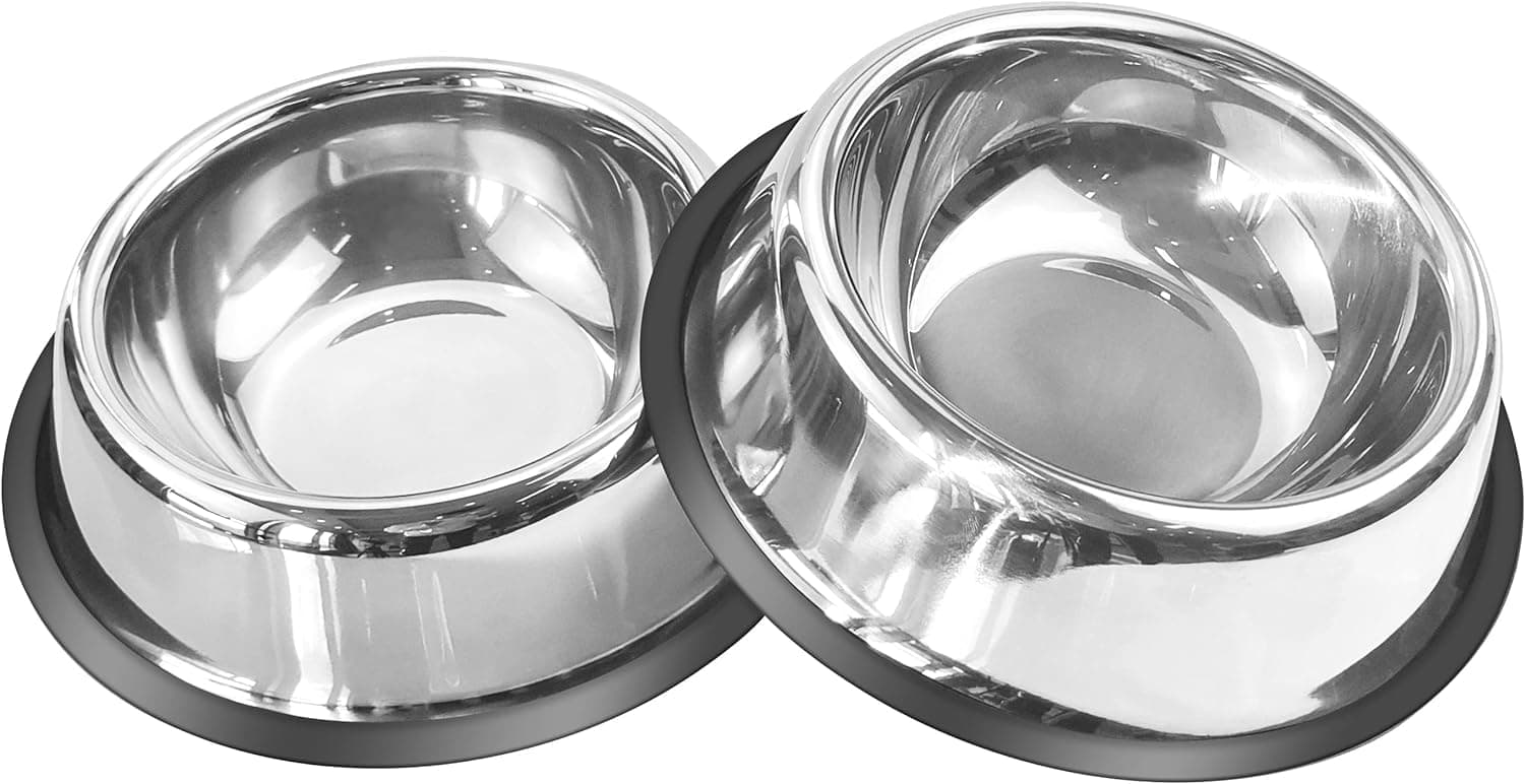 Cozy Puppies Dog Food Bowl | Dog Feeding Bowl | Anti Skid, Stainless Steel Cat Bowl | Cat Feeding Bowl (200 ml x 2 Pack)