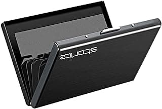 Storite 6 Slots RFID Protected Metal Credit Card Holder Wallet for Men & Women(Shiny Black,9.5 x 6.5 x 1.3 cm)