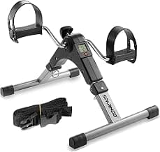 SPARNOD FITNESS SMB-100 Mini Cycle Pedal Exerciser with Fixing Strap, Adjustable Resistance and Digital Display - Suitable for Light Exercise of Legs, Arms, and Physiotherapy at Home