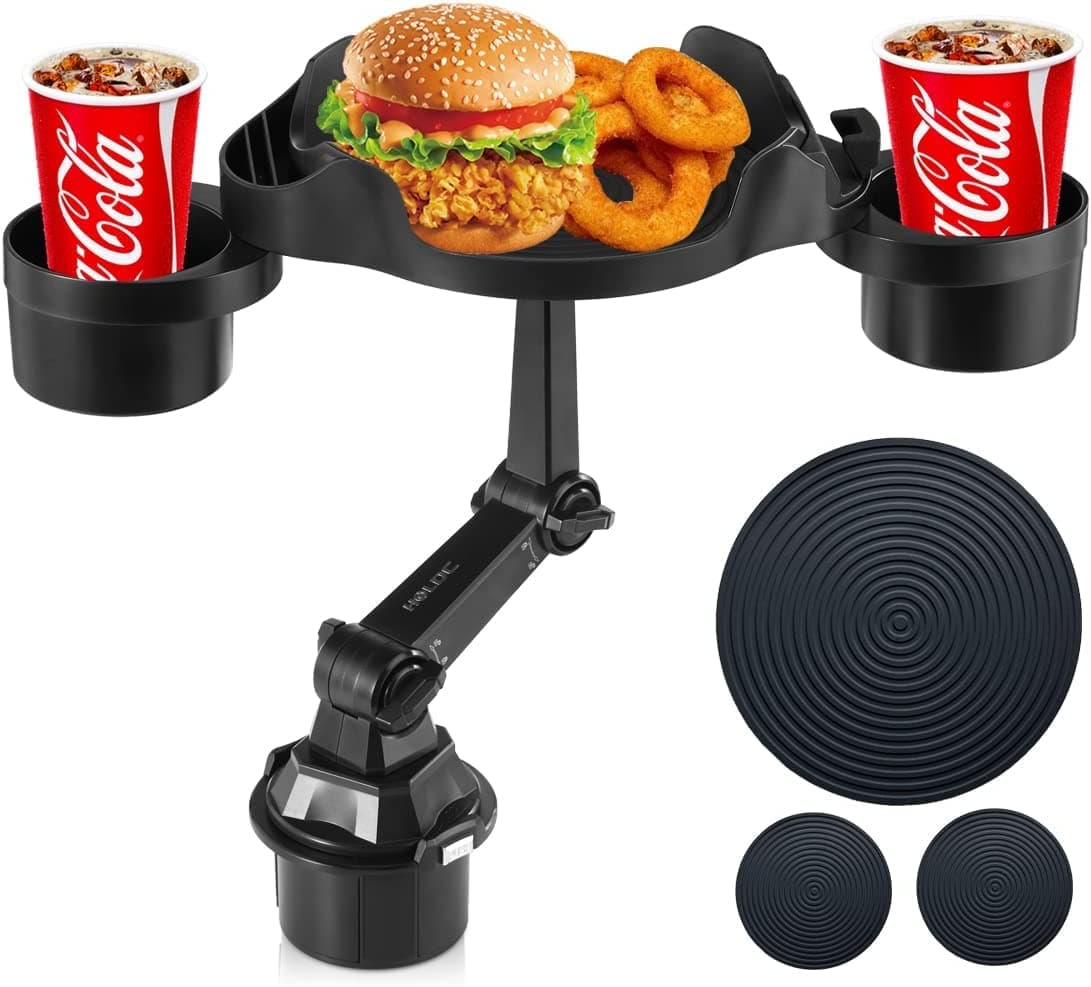 Olpad Car Cup Holder Expander, Car Food Tray, 360° Rotation Detachable Tray Table, Adjustable Base Car Food Tray, Car Drink Holder, Car Essentials