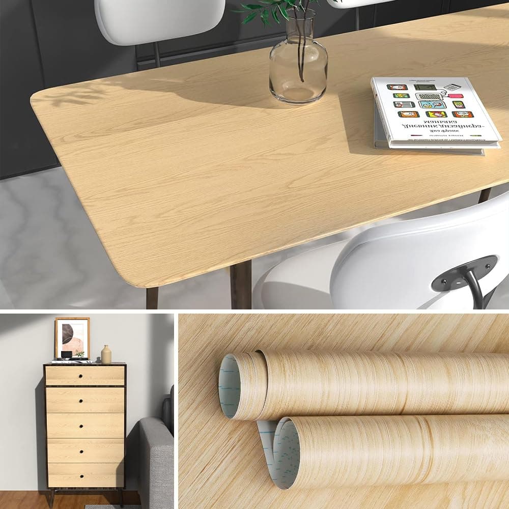 WALLIZMO Self Adhesive Wood Grain Wallpaper - Waterproof Vinyl Stickers for Old Furniture, Wooden Solid Door, Wardrobe, Desktop, PVC Wall Papers (Mapple Wooden) 16 x 144 Inch