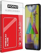 POPIO Tempered Glass Screen Protector for Samsung Galaxy F41 / M31 / M21 / M21S (Transparent) Full Screen Coverage (Except Edges) With Easy Installation Kit For Cellphone