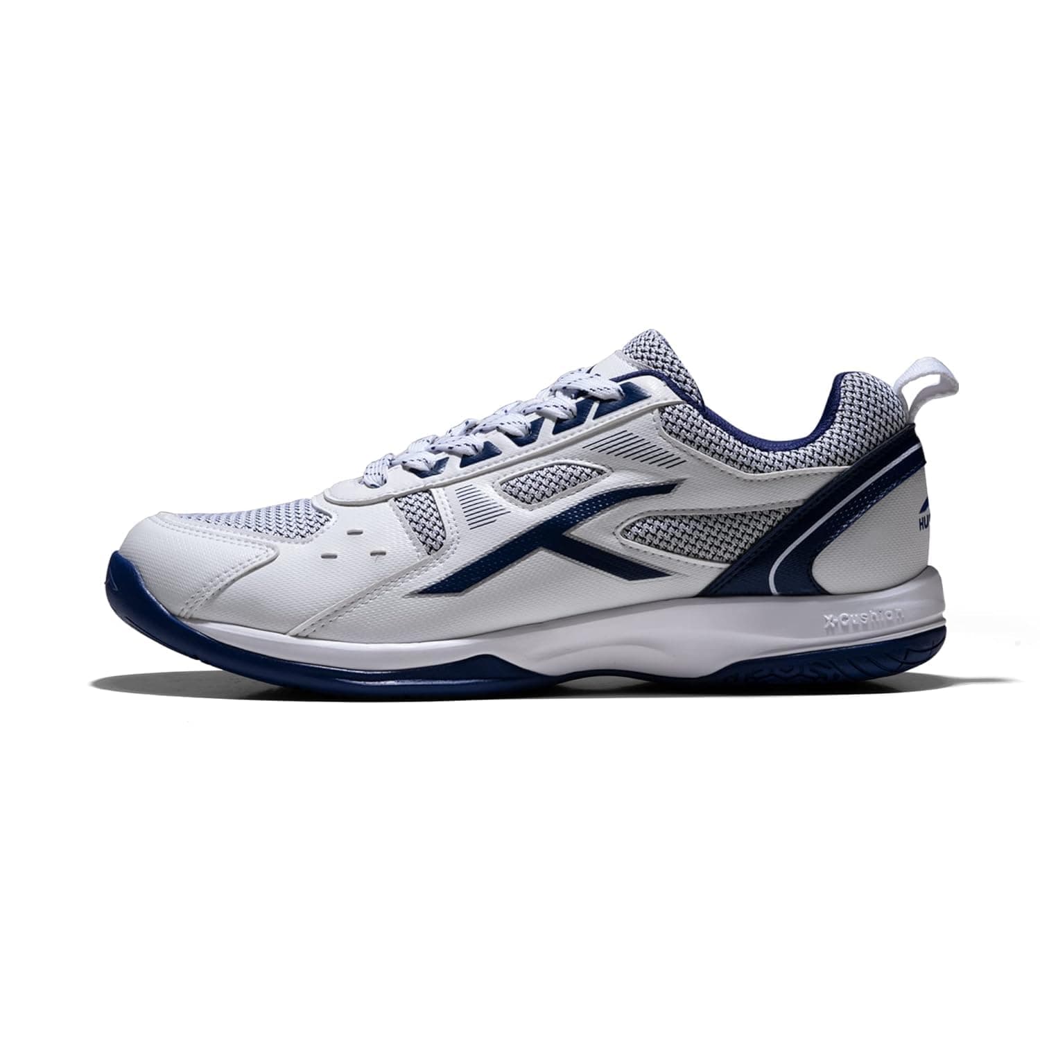 Hundred Mens Raze Badminton Shoes (Non Marking) | Also Perfect for Squash, Basketball & Indoor Sports | Lightweight & Durable | X-Cushion, Active Grip Sole, Toe Assist (White::Navy, 8Uk)